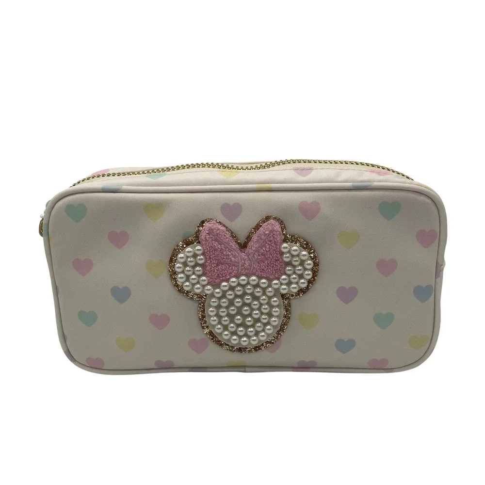 Stoney Clover Lane Disney Minnie Mouse Pastel Hearts Small Pouch Cosmetic Bag